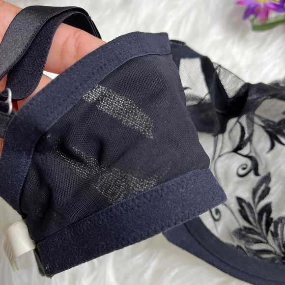 Soma Lace Black Size 38DDD - 38F Bra Underwire Sheer Mesh Embroidery - Picture 10 of 11